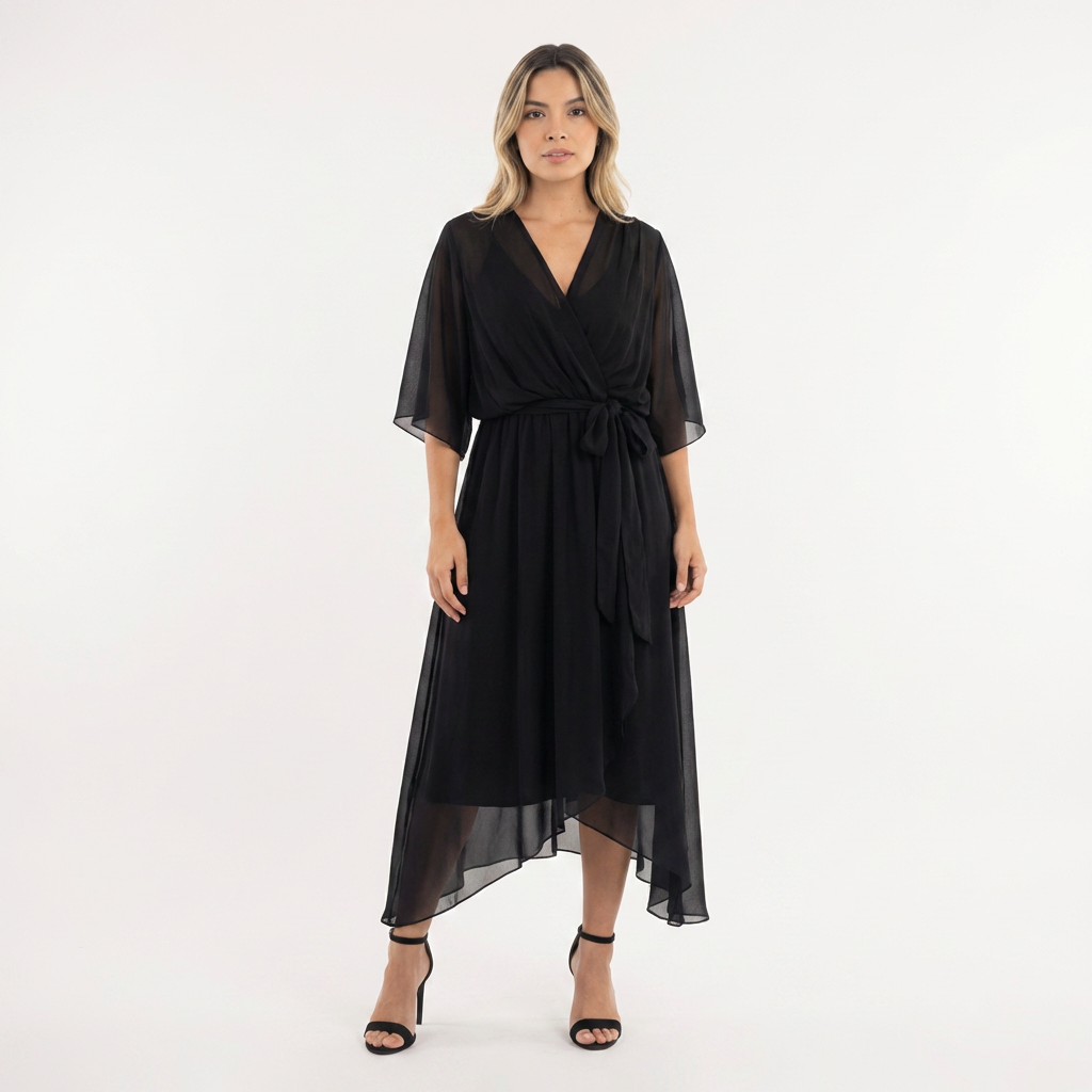 Vestido cruzado midi mujer estilo elegante - Mavetta