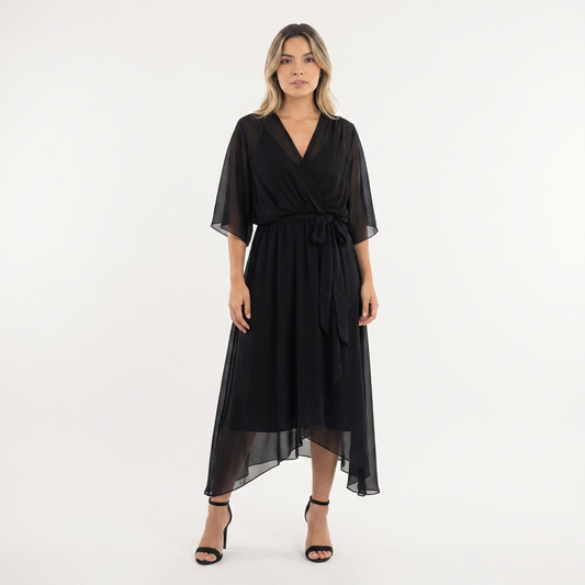 Vestido cruzado midi mujer estilo elegante - Mavetta