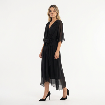 Vestido cruzado midi mujer estilo elegante