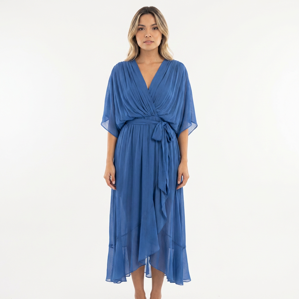 Vestido cruzado midi mujer estilo elegante