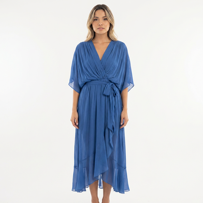Vestido cruzado midi mujer estilo elegante