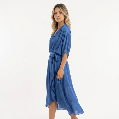 Vestido cruzado midi mujer estilo elegante