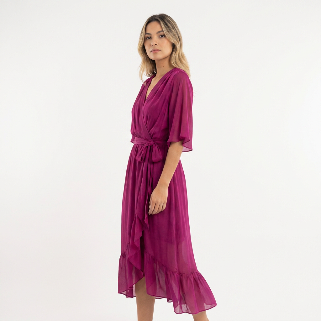 Vestido cruzado midi mujer estilo elegante