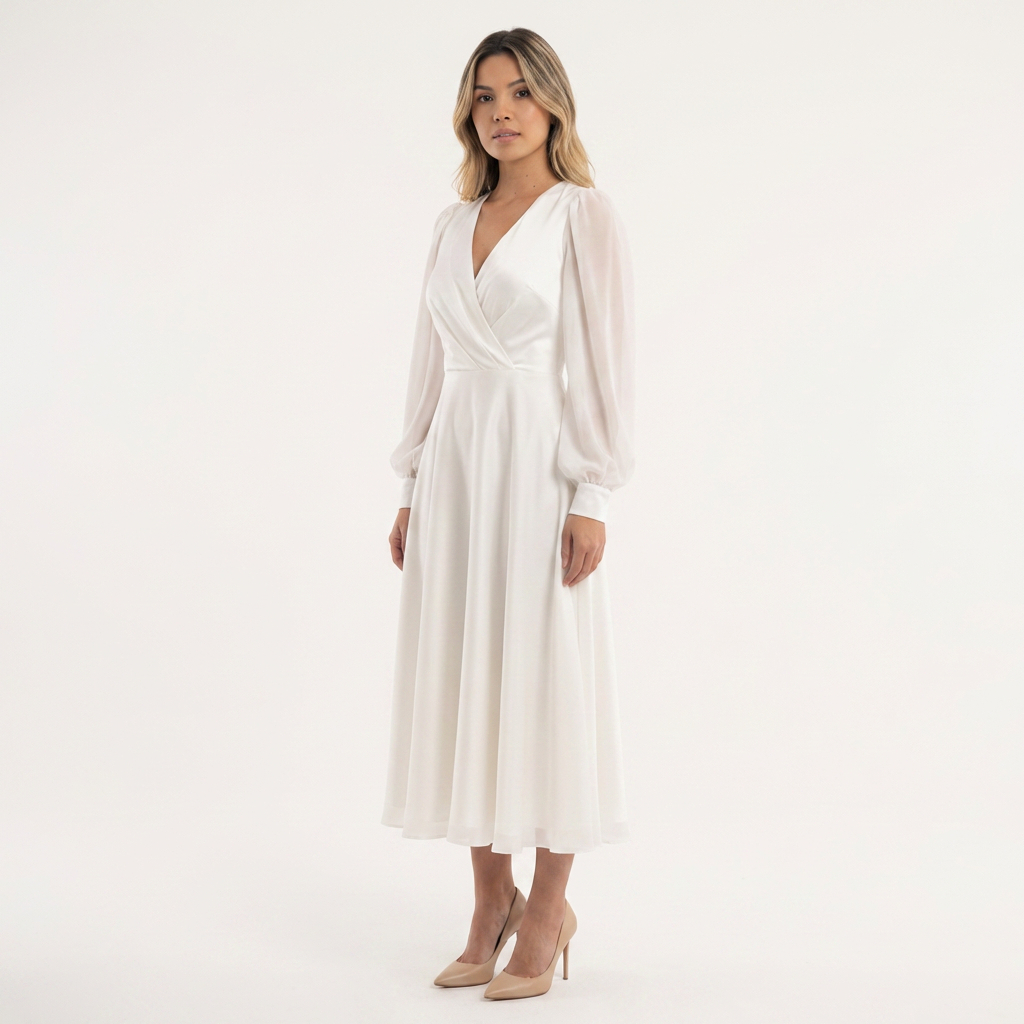 Vestido midi Mujer Manga Larga Ajustado
