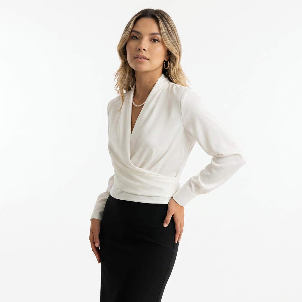 Blusa Mujer de Satén Cruzada Ajuste Elegante