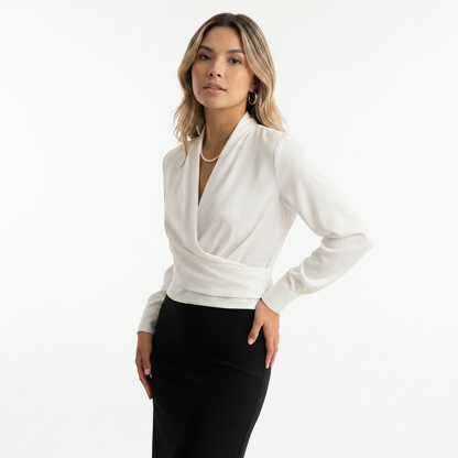 Blusa Mujer de Satén Cruzada Ajuste Elegante