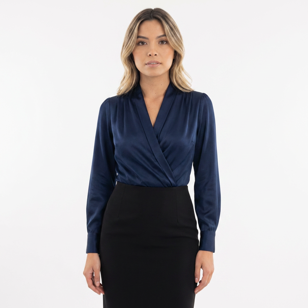 Blusa Mujer de Satén Cruzada Ajuste Elegante