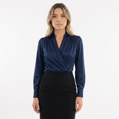 Blusa Mujer de Satén Cruzada Ajuste Elegante