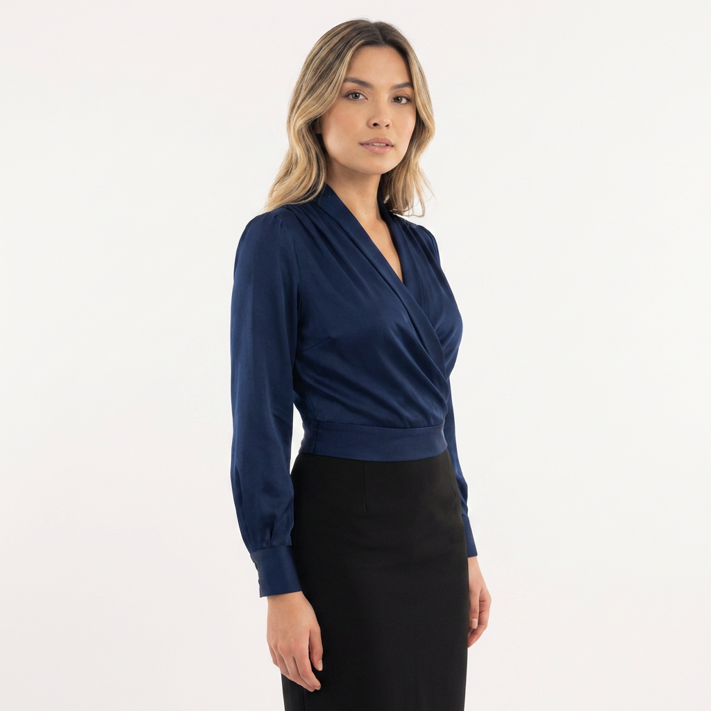 Blusa Mujer de Satén Cruzada Ajuste Elegante