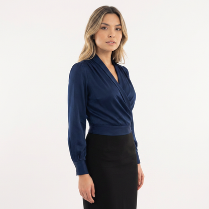 Blusa Mujer de Satén Cruzada Ajuste Elegante