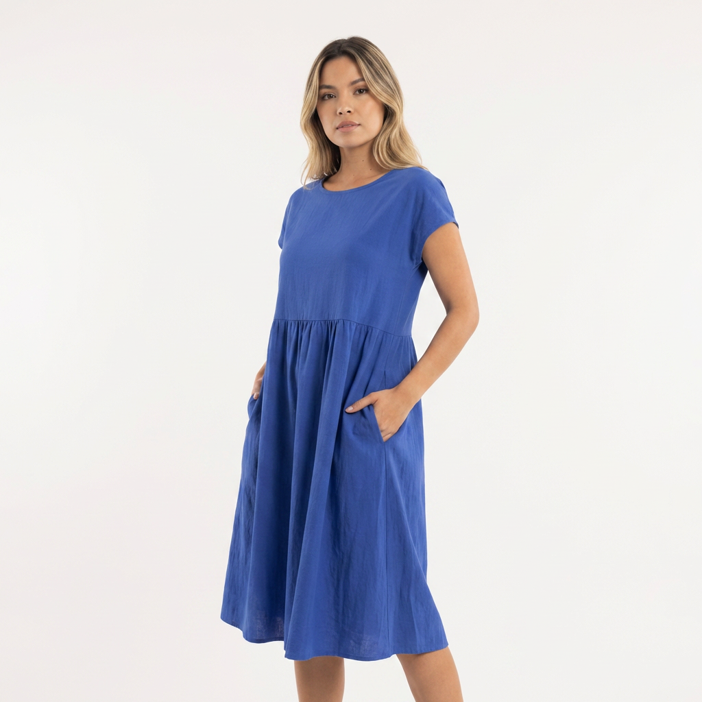 Vestido midi mujer Casual Bolsillos