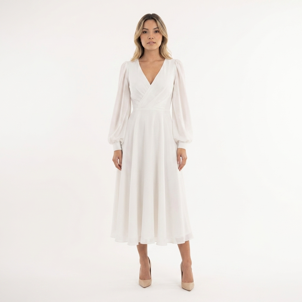 Vestido midi Mujer Manga Larga Ajustado - Mavetta
