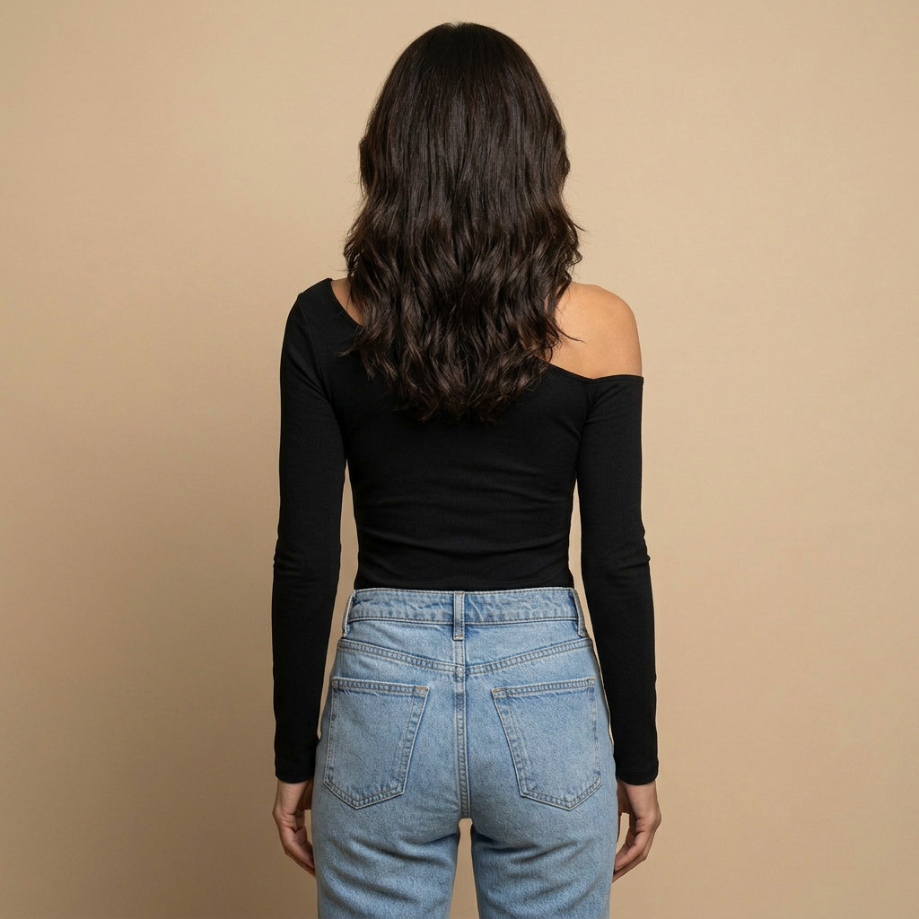 Mujer Asimétrico Cut-Out Hombro Manga Larga