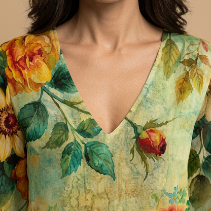 Vestido Largo Mujer Estampado Floral Volantes Boho