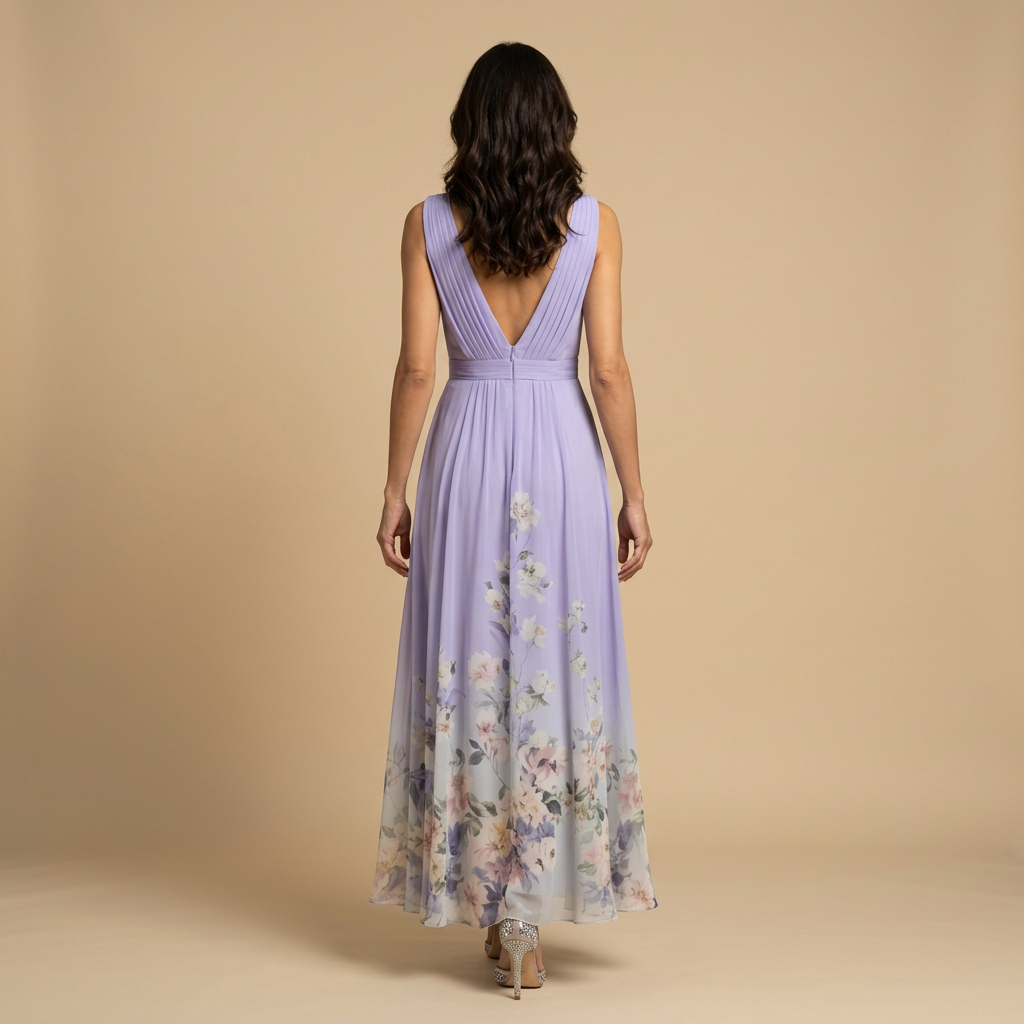 Vestido Largo Mujer de Chifón Estampado Floral