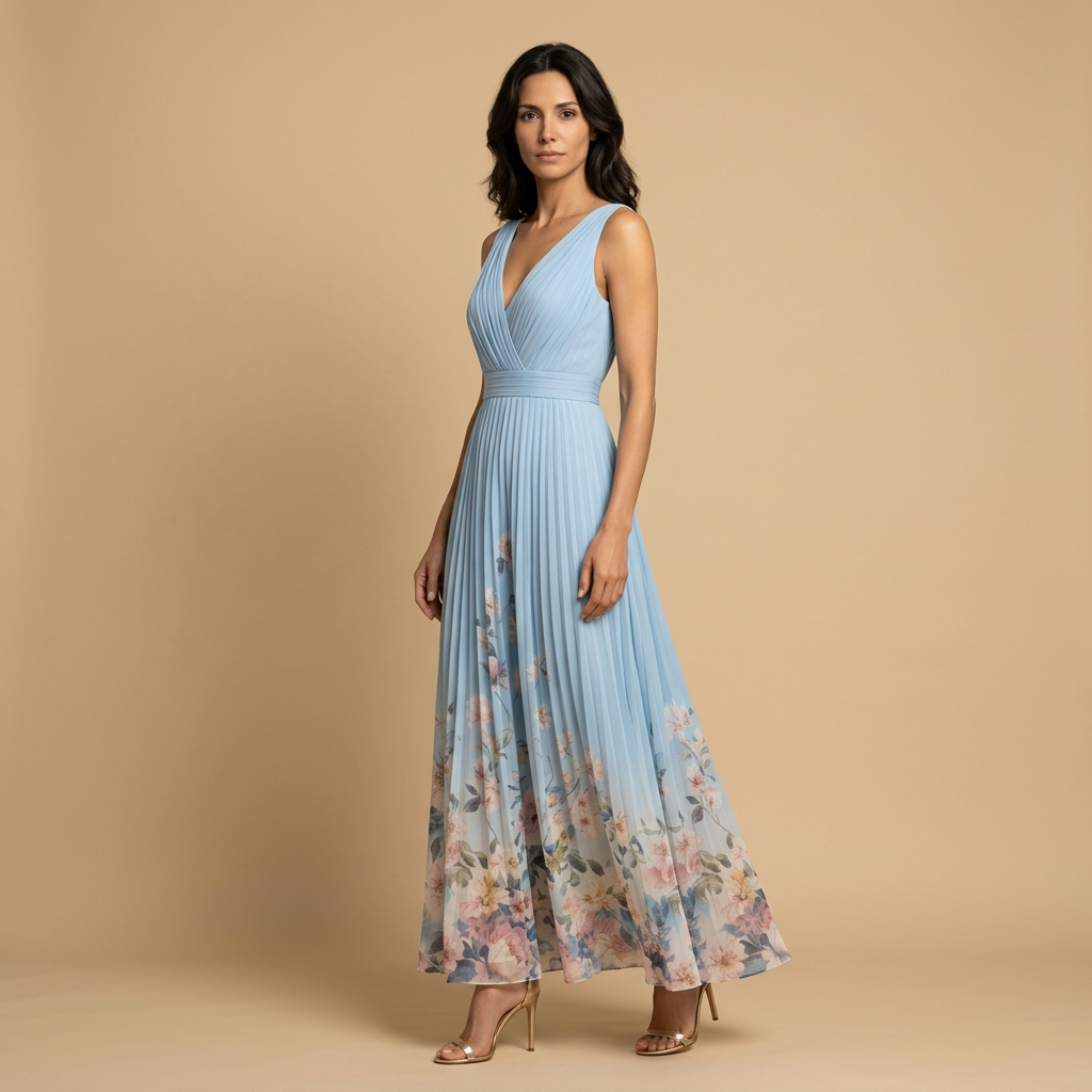 Vestido Largo Mujer de Chifón Estampado Floral