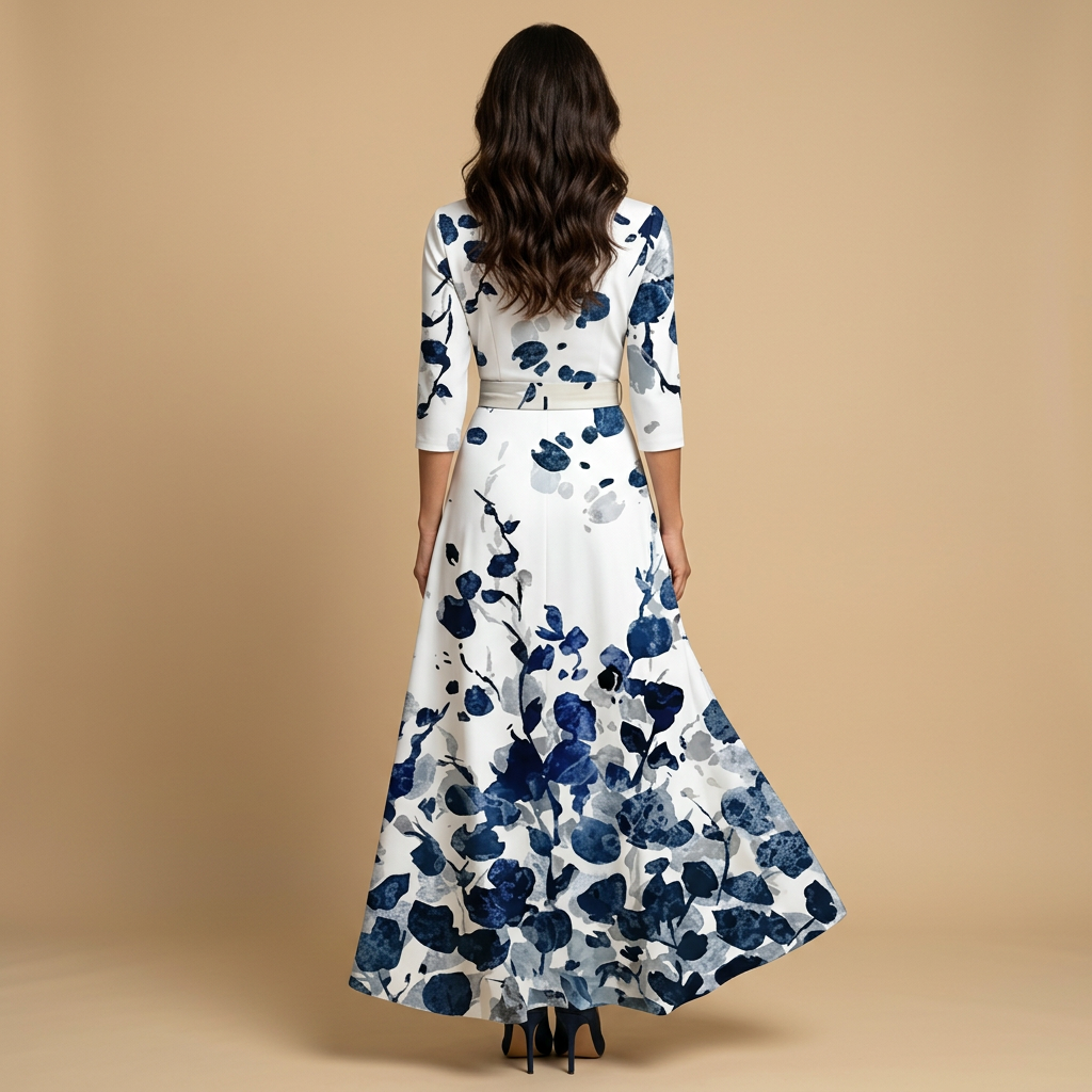 Vestido Largo Mujer de Satén Escote Cruzado