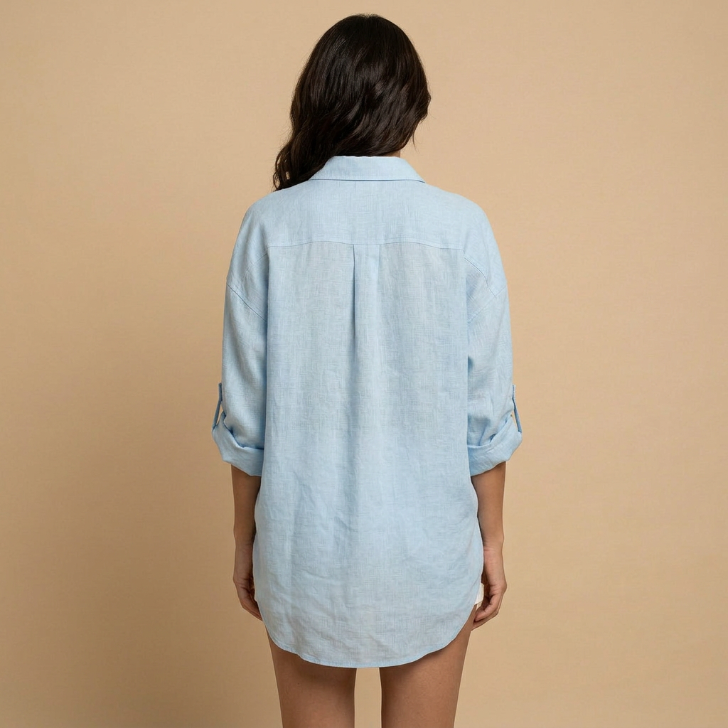 Camisa Mujer de Lino Oversize Manga Larga