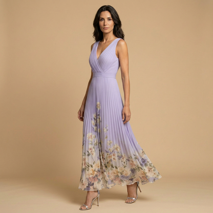 Vestido Largo Mujer de Chifón Estampado Floral