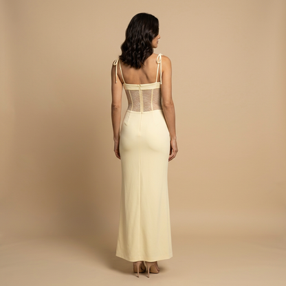 Vestido Largo Mujer Bustier Encaje Tirantes Ajustado
