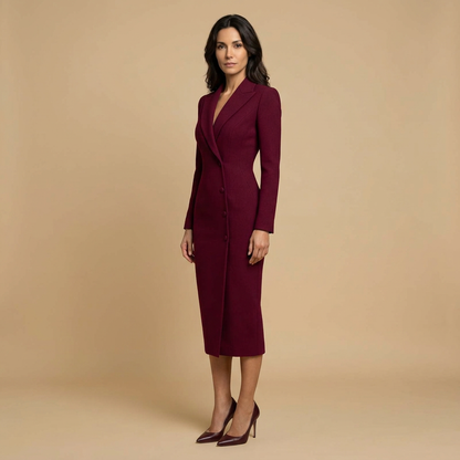 Vestido Midi Mujer Sastre Blazer Manga Larga Silueta