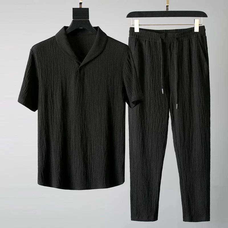 Conjunto Hombre Casual Camiseta Cuello en V Pantalón Cintura Elástica - Mavetta