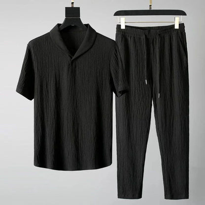 Conjunto Hombre Casual Camiseta Cuello en V Pantalón Cintura Elástica - Mavetta