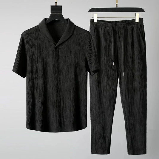Conjunto Hombre Casual Camiseta Cuello en V Pantalón Cintura Elástica - Mavetta