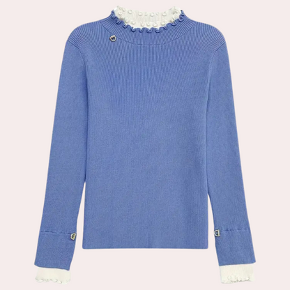 Jersey Mujer de Punto Suave con Detalle de Encaje