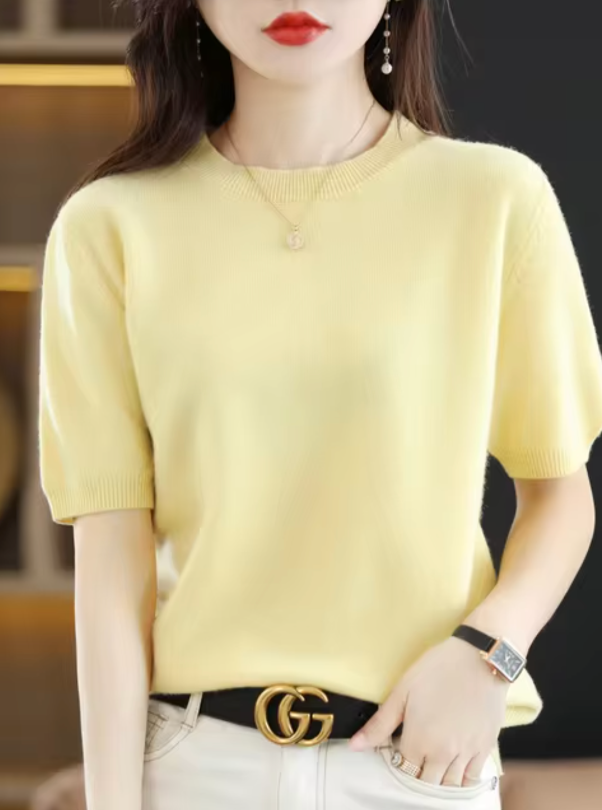Suéter mujer de lana y cachemir manga corta