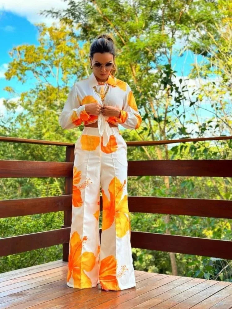 Conjunto Mujer Blusa Tirantes y Pantalón Suelto Veraniego