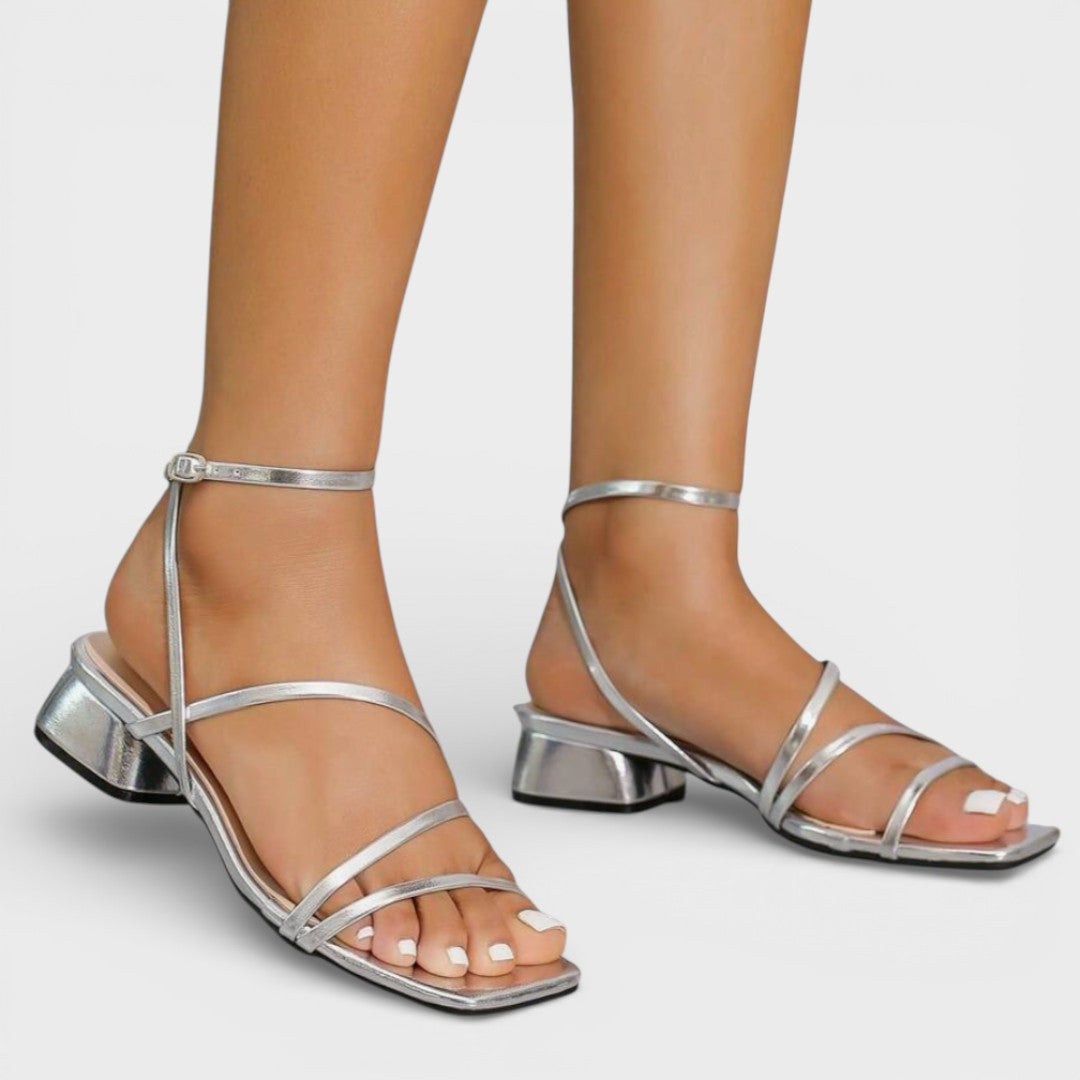 Sandalias Mujer Tacón Grueso Tiras Cruzadas