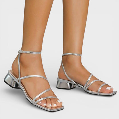 Sandalias Mujer Tacón Grueso Tiras Cruzadas