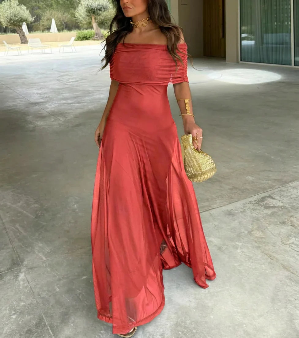 Vestido Mujer Mesh Asimétrico
