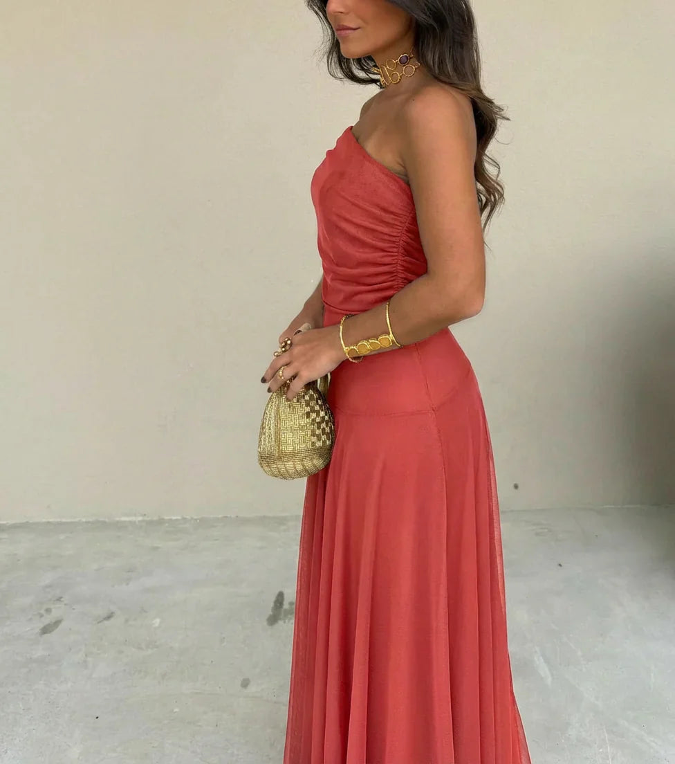 Vestido Mujer Mesh Asimétrico