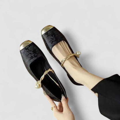 Zapatos Tacón Cuadrado Mujer Puntera Cuadrada Pedrería