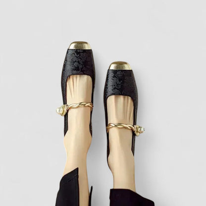 Zapatos Tacón Cuadrado Mujer Puntera Cuadrada Pedrería