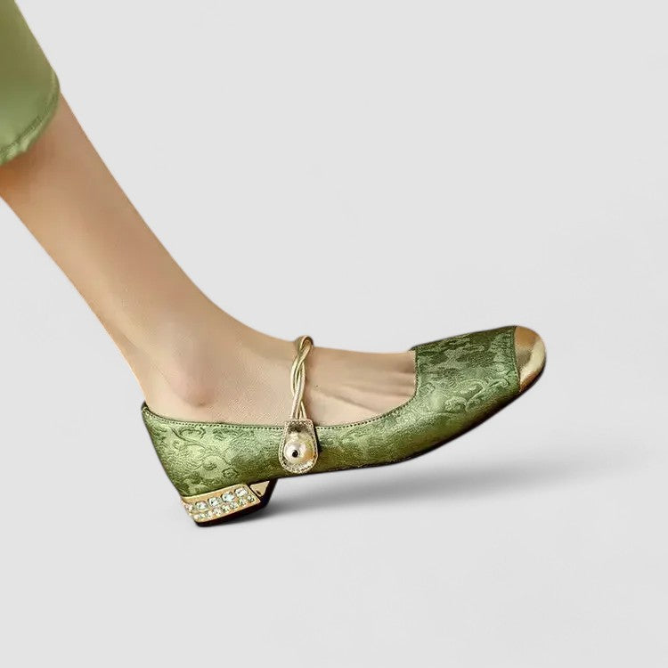 Zapatos Tacón Cuadrado Mujer Puntera Cuadrada Pedrería