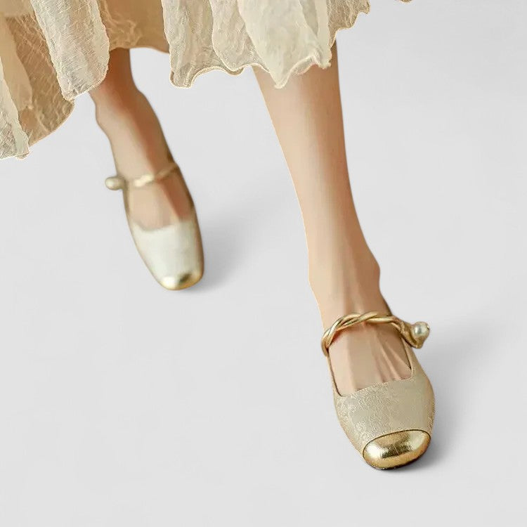 Zapatos bailarinas mujer con tira de perlas primavera