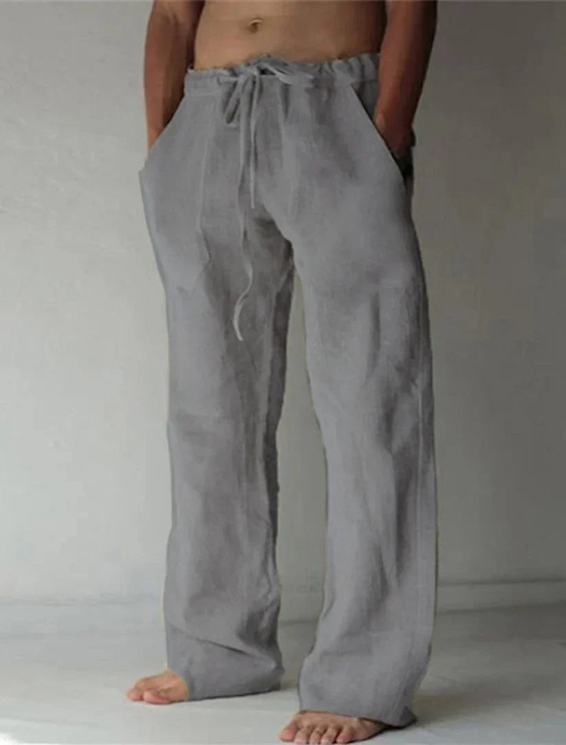 Pantalón hombre de algodón corte amplio cintura elástica