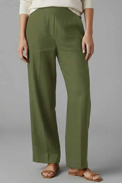 Pantalón Palazzo Mujer Cintura Elástica Bolsillos