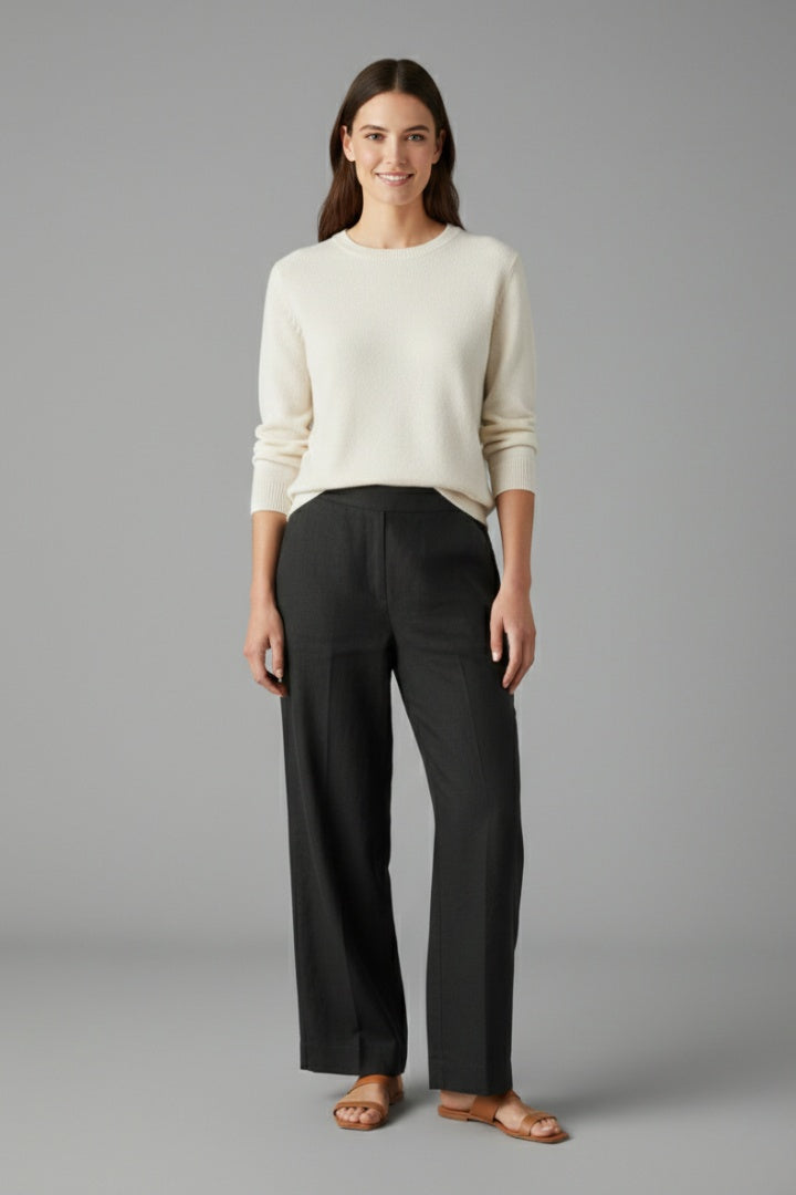 Pantalón Palazzo Mujer Cintura Elástica Bolsillos