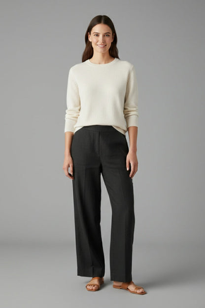 Pantalón Palazzo Mujer Cintura Elástica Bolsillos
