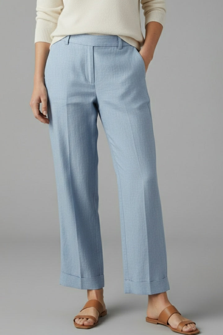 Pantalón Palazzo Mujer Cintura Elástica Bolsillos
