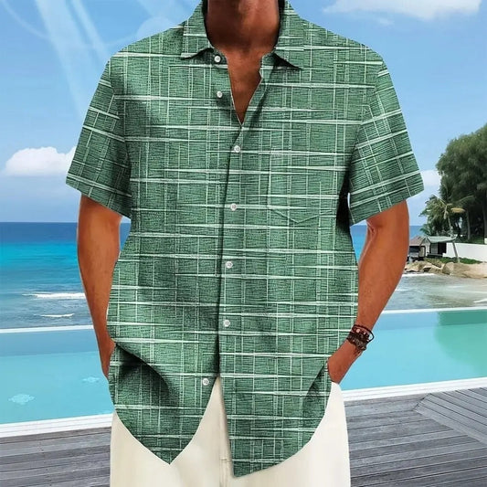 Camisa Hombre Manga Corta Estampada Hawaiana - Mavetta