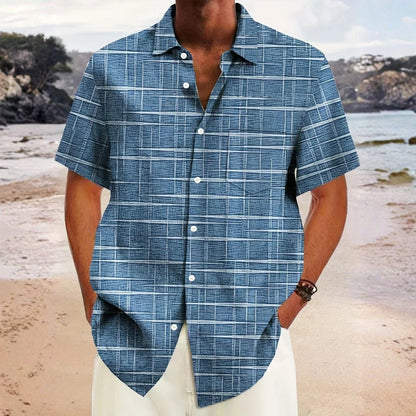 Camisa Hombre Manga Corta Estampada Hawaiana