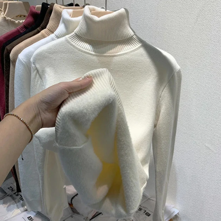 Suéter Mujer Cuello Alto Terciopelo Interior Suave