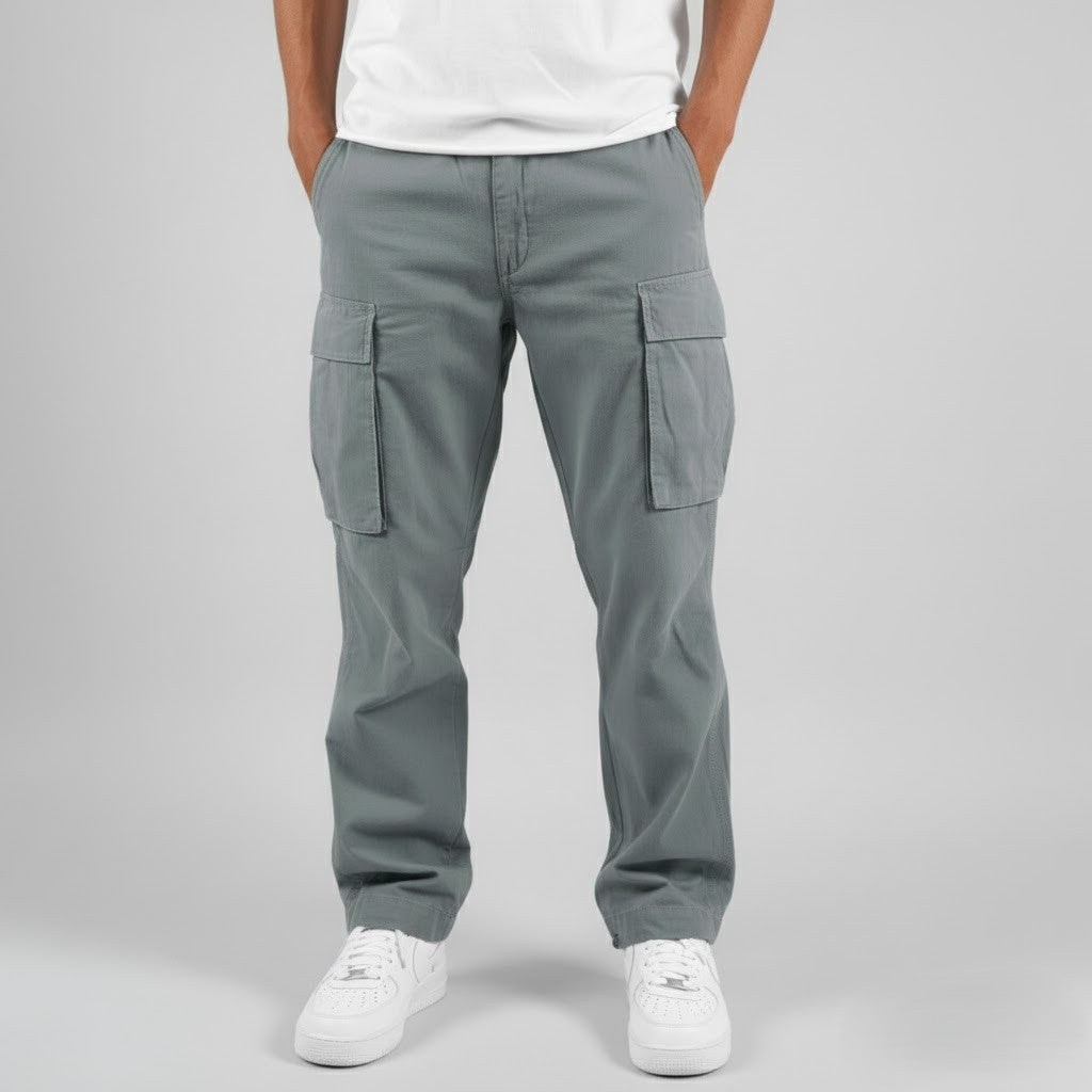 Pantalones cargo hombre Algodón Bolsillos Laterales Corte Relajado