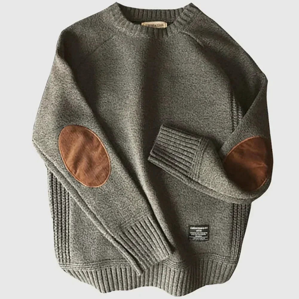Suéter hombre tejido grueso con parches estilo alpino cálido - Mavetta