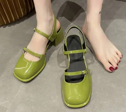 Sandalias Mary Jane Mujer Tacón Grueso Hebillas Ajustables